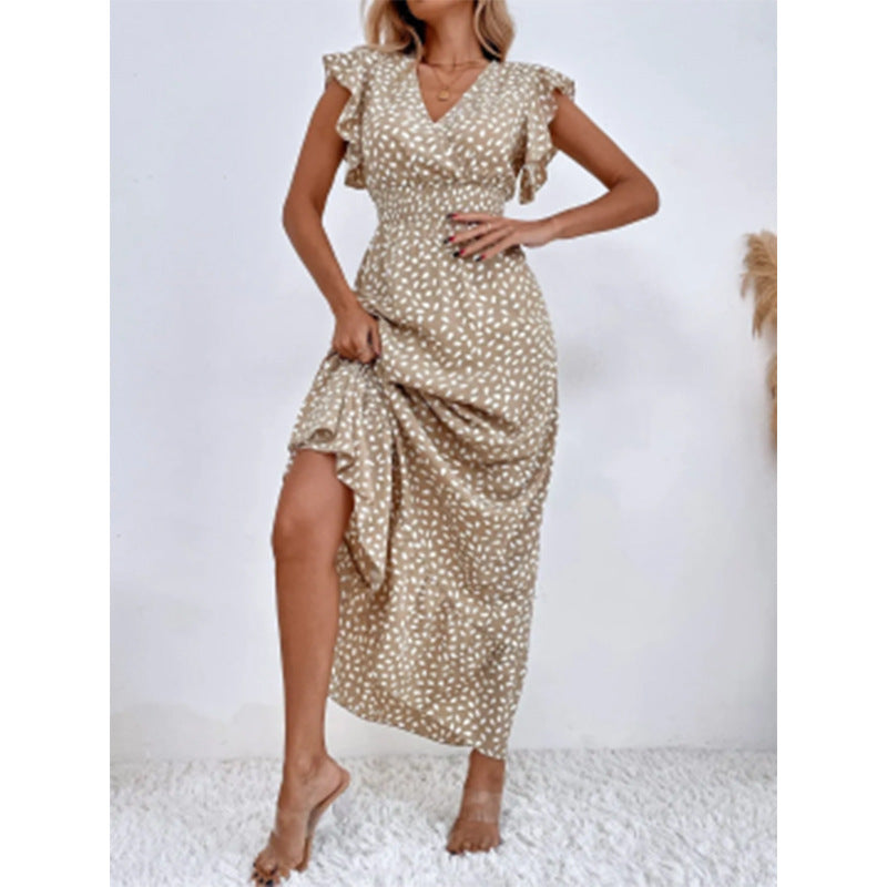 Damen Maxikleid mit fließendem Schnitt und voluminösen Ärmeln Drune