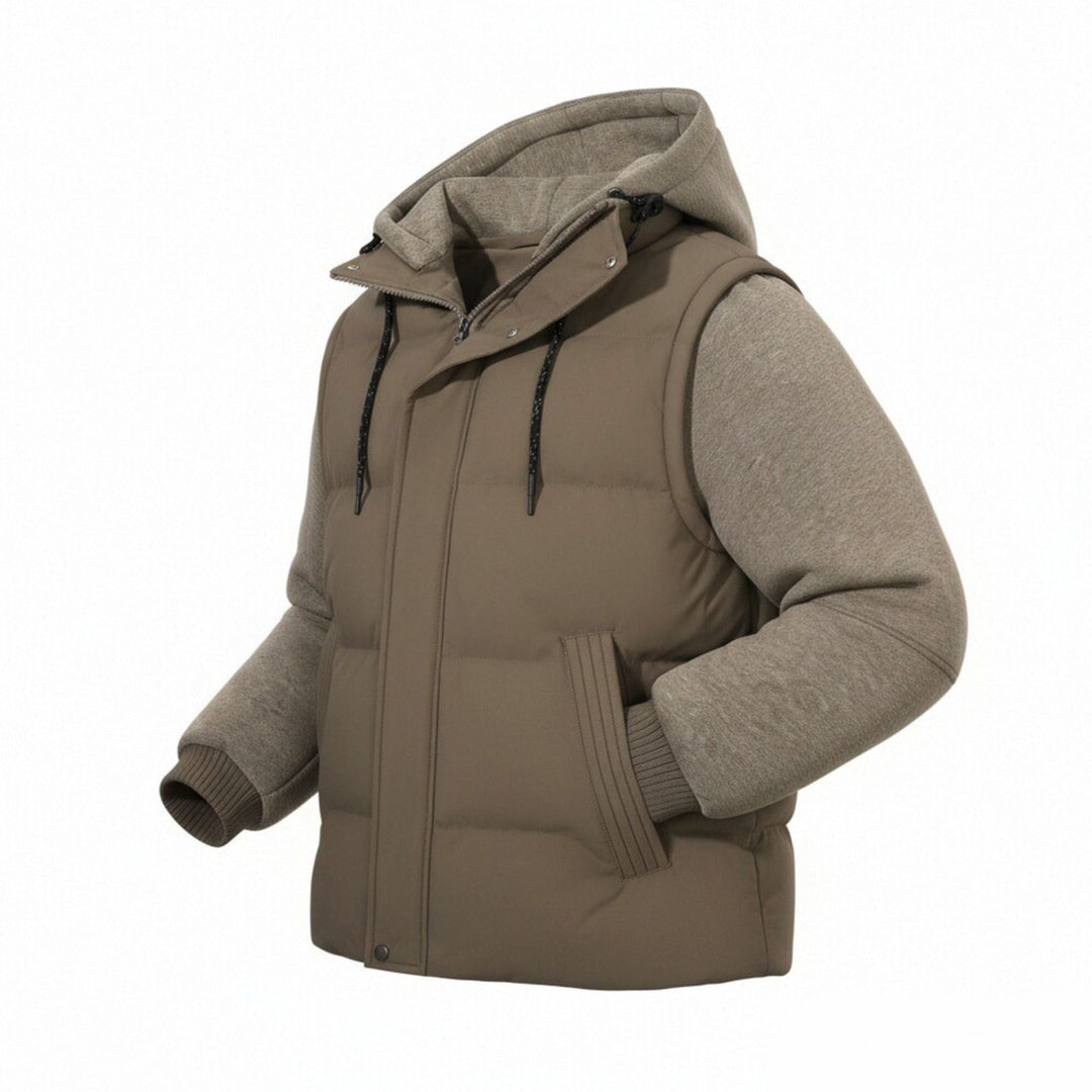 Herren Gepolsterte Hybrid-Kapuzenweste mit Sweatärmeln und Steppkörper Drune