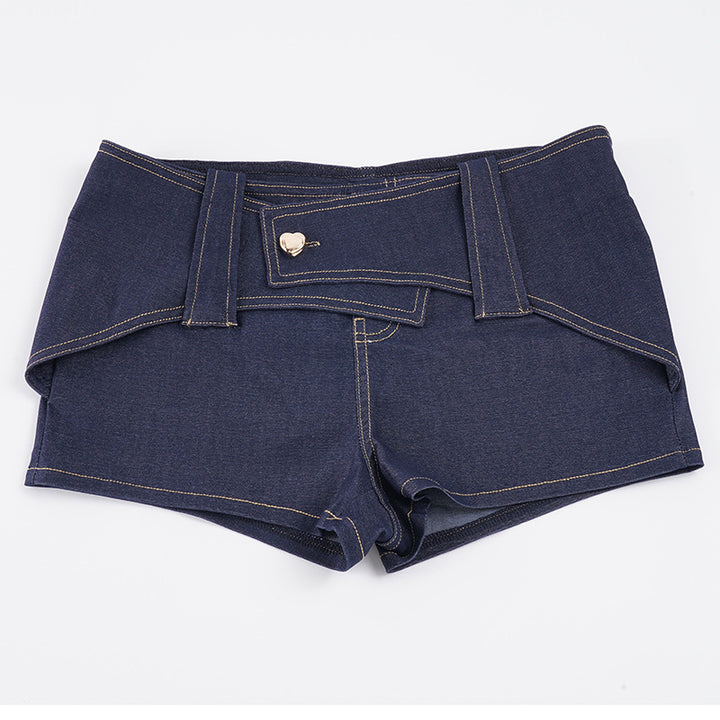Damen Modische Denim-Shorts mit kreativen Bindebändern Drune