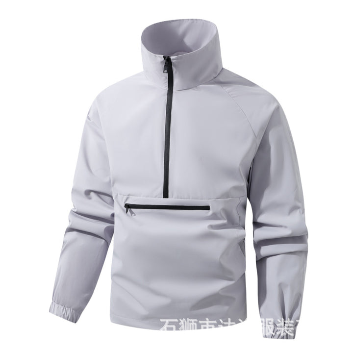 Herren Wind- und Wasserabweisende Anorak-Pulloverjacke mit Halbreißverschluss und Kängurutasche Drune