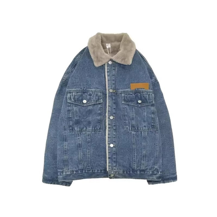 Damen Modische Denimjacke mit teddyförmigem Innenfutter Drune