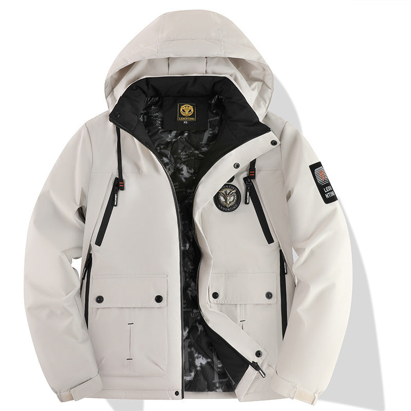 Herren nan urbaner Softshell-Parka mit abnehmbarer Kapuze, verdecktem Zweiwege-Reißverschluss und atmungsaktiver Thermofütterung Drune