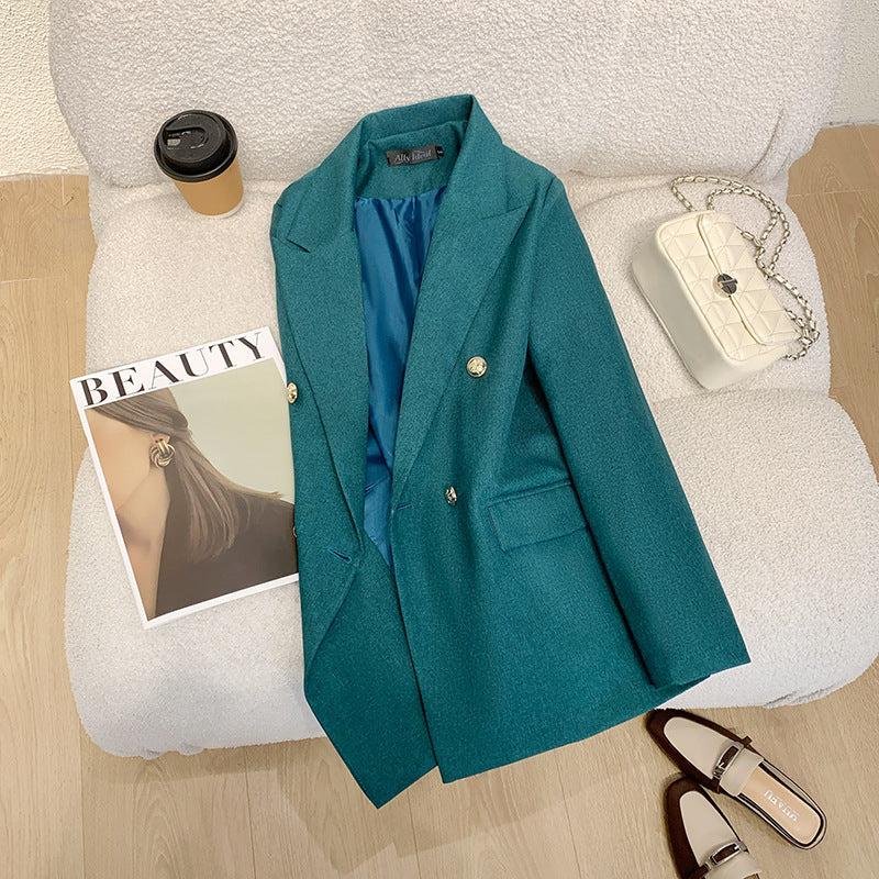 Damen Moderner Doppelt Knopfgesteckter Blazer Drune