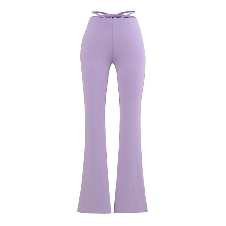 Damen elegante Flared-Hose mit hohem Bund und praktischen Seitentaschen Drune