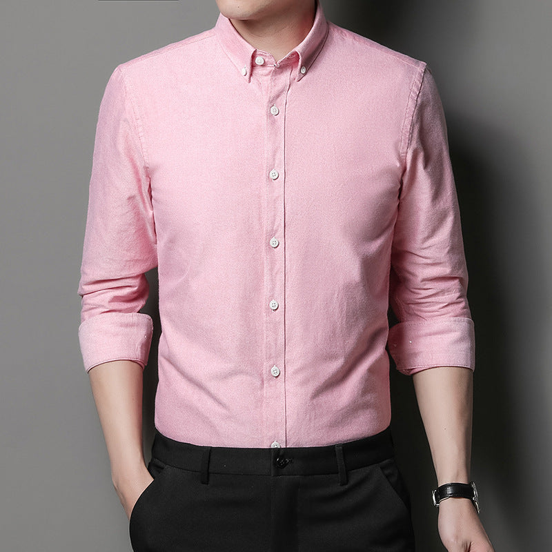 Herren Langarmhemd aus atmungsaktivem Baumwollmix mit modischem Button-Down Kragen Drune
