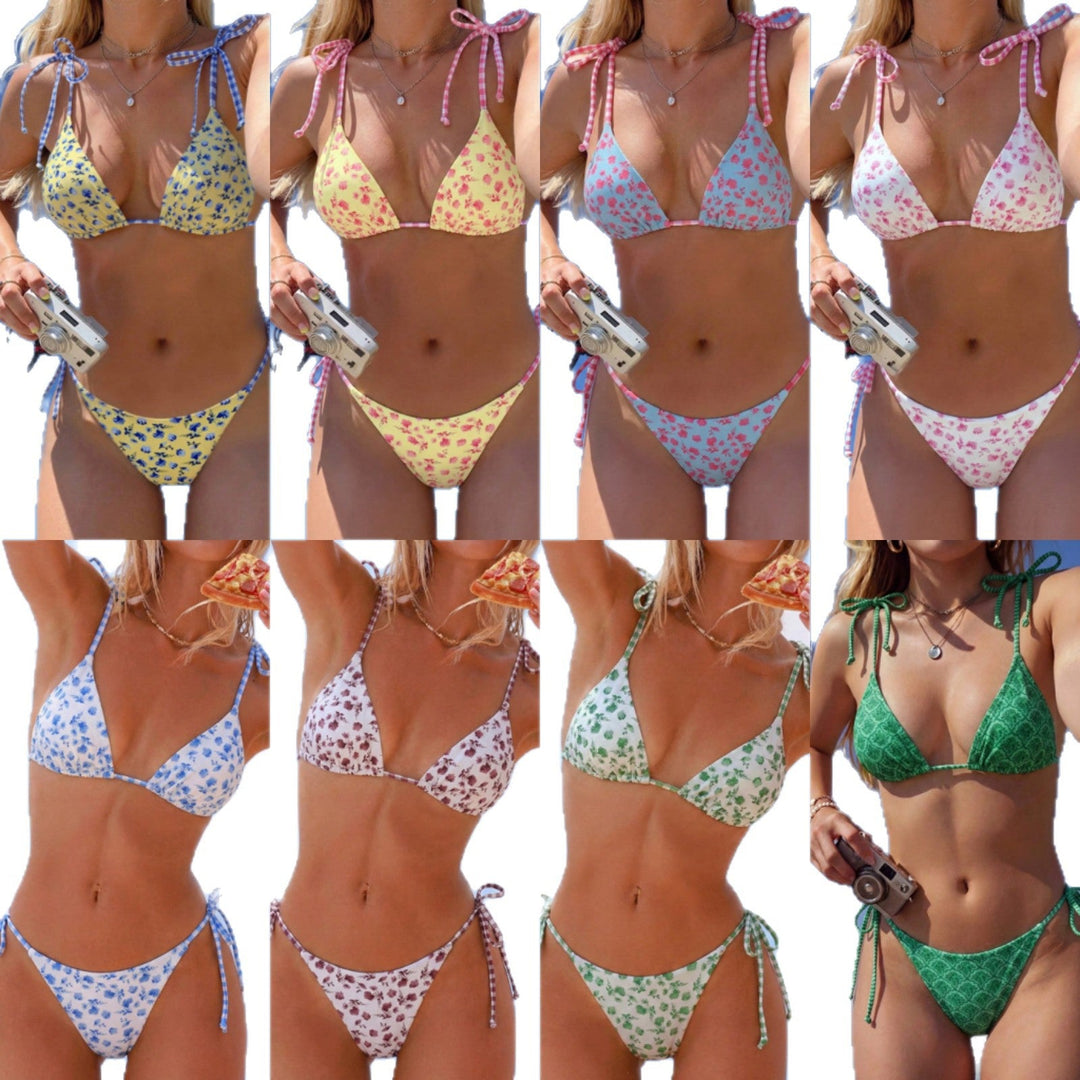 Damen Triangel-Bikini mit verspieltem Blütenmuster Drune