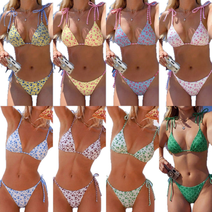 Damen Triangel-Bikini mit verspieltem Blütenmuster Drune