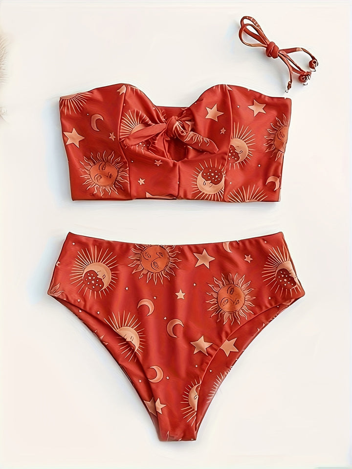 Damen Bikiniset mit strukturiertem Oberteil und hoch geschnittenem Hosenrock Drune