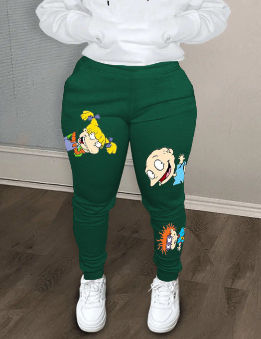Damen Sweatpants mit buntem Cartoon-Print Drune