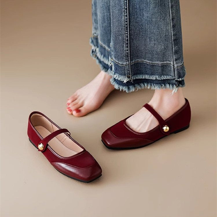 Damen klassische Mary Jane Ballerinas mit modischer Schnallenapplikation Drune