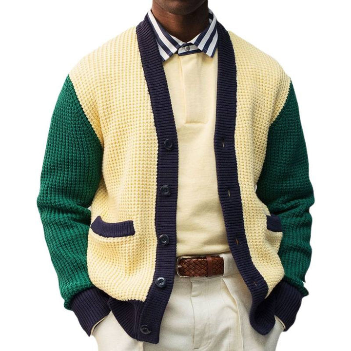 Herren Strickjacke mit Kontrastfarben und praktischen Taschen Drune