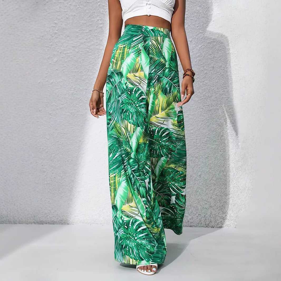 Damen Maxi-Rock mit tropischem Blattmuster Drune