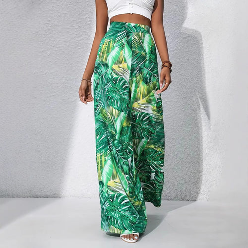 Damen Maxi-Rock mit tropischem Blattmuster Drune