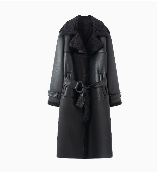 Damen 600+ Kurzjacke im Aviator‑Stil mit Kunstfellfutter und Bindegürtel Drune