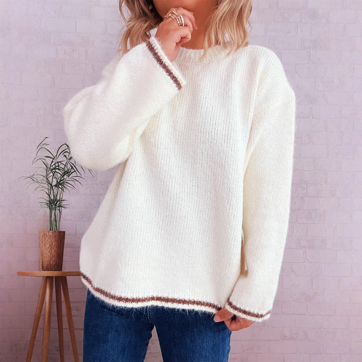 Damen lässiger Wohlfühlpullover mit blockfarbenem Design Drune