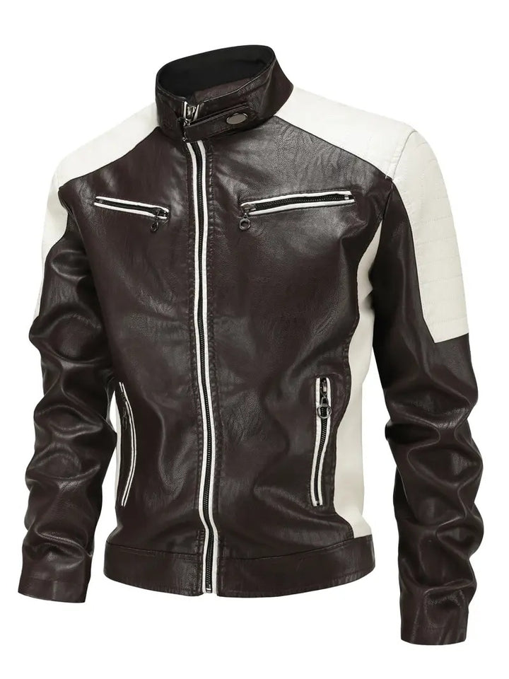 Herren Sportliche Kunstlederjacke mit Reißverschluss Drune
