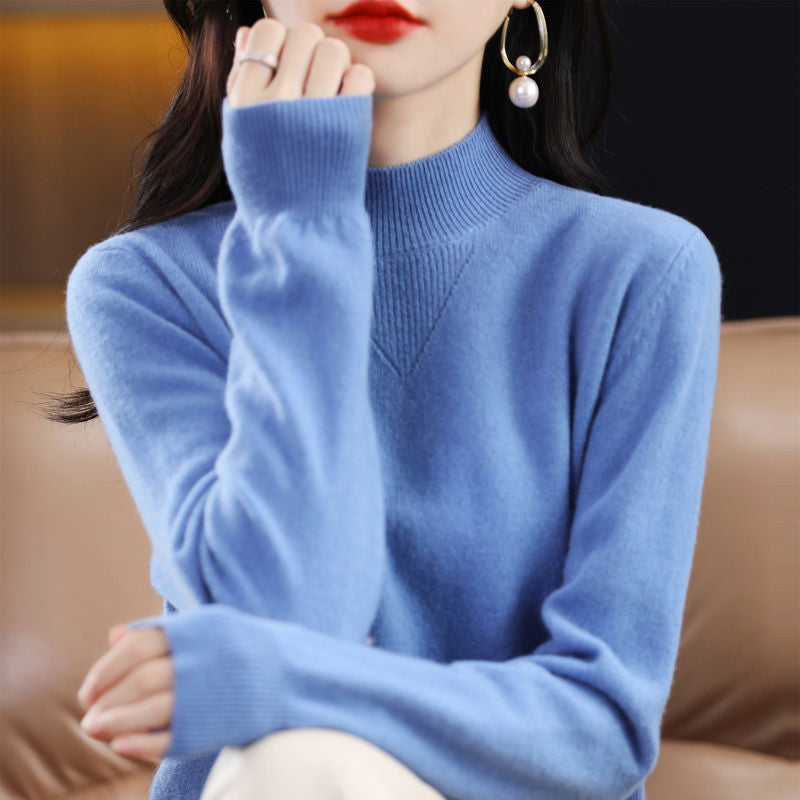 Damen feiner Pullover mit hohem Kragen und eleganten Details Drune