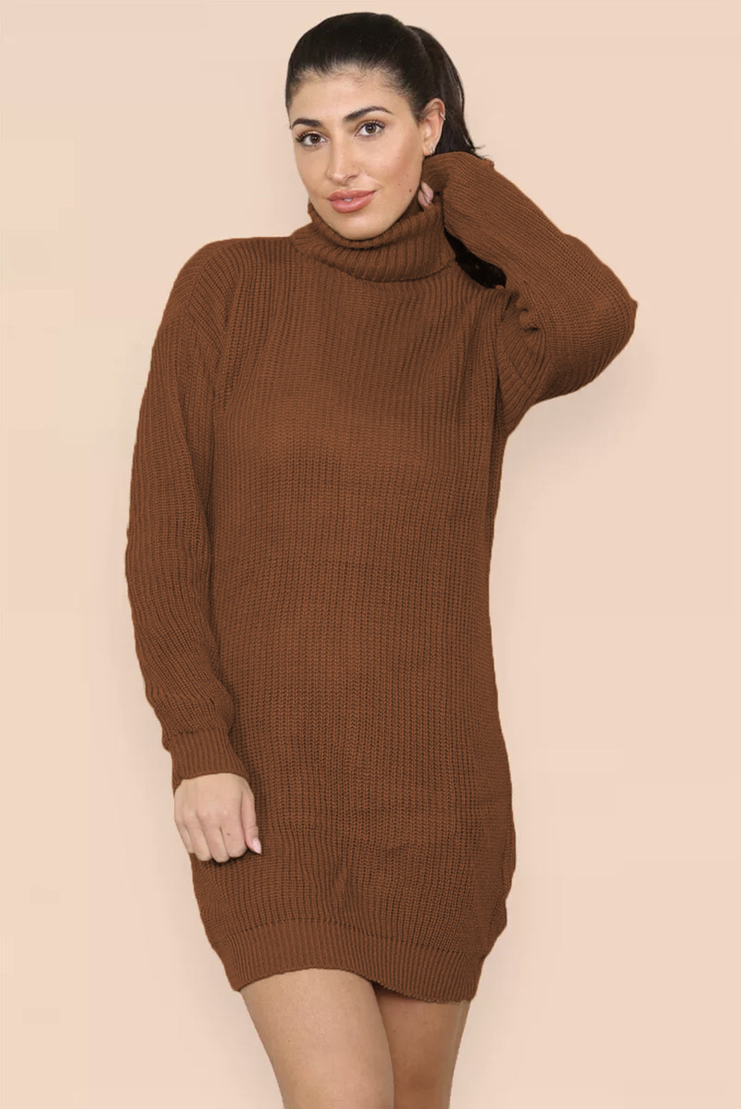 Damen Strickkleid mit hohem Kragen und weitem Schnitt Drune