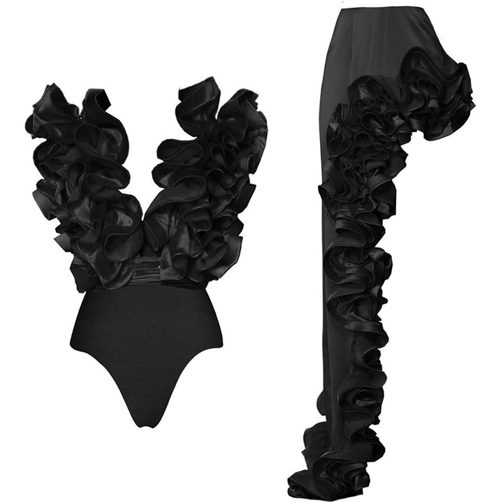 Damen auffälliges Badeanzug und Palazzo-Hose Set Drune