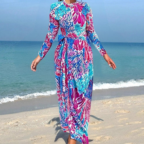 Damen Maxikleid mit floralem Druck und Schleifendetail Drune