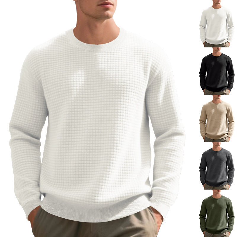 Herren nan strukturierter Strickpullover mit Waffelstruktur und Rundhalsausschnitt Drune