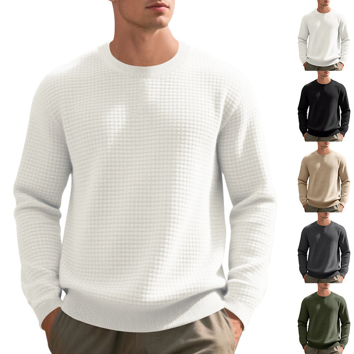 Herren nan strukturierter Strickpullover mit Waffelstruktur und Rundhalsausschnitt Drune