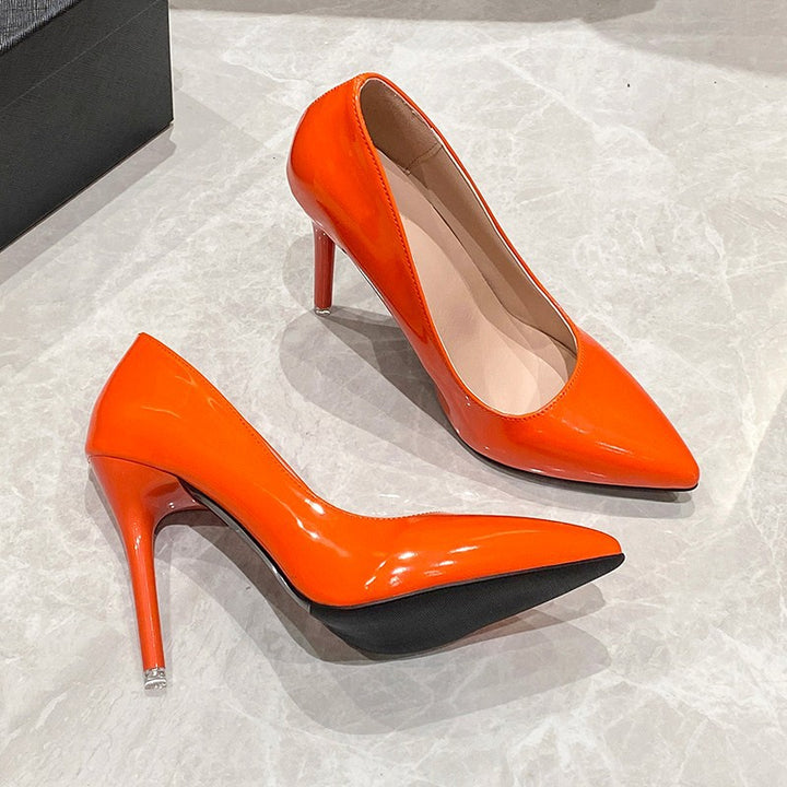 Damen Braut-Lackleder Pumps mit spitzer Zehenform und schlankem Stilettoabsatz Drune
