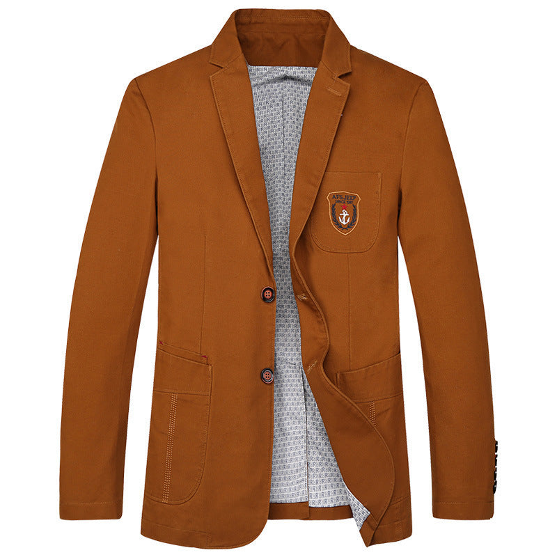 Herren legeres Baumwoll-Sakko mit aufgesetzten Taschen und Wappenpatch Drune