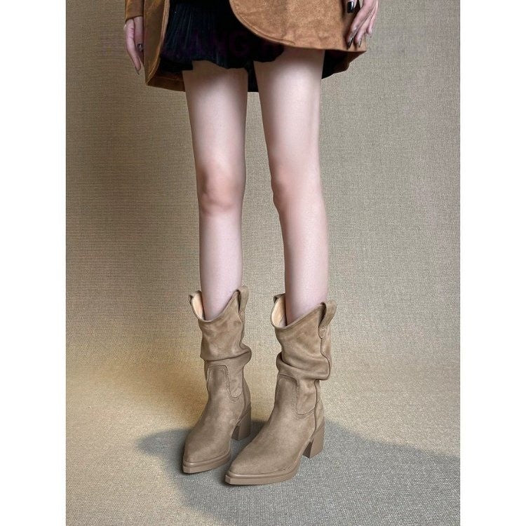 Damen Modische und bequeme Stiefeletten Drune