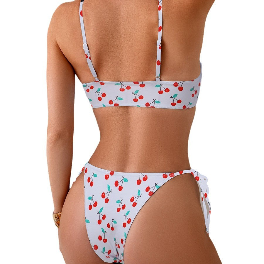 Damen Triangel-Bikini mit verspieltem Kirschdesign Drune