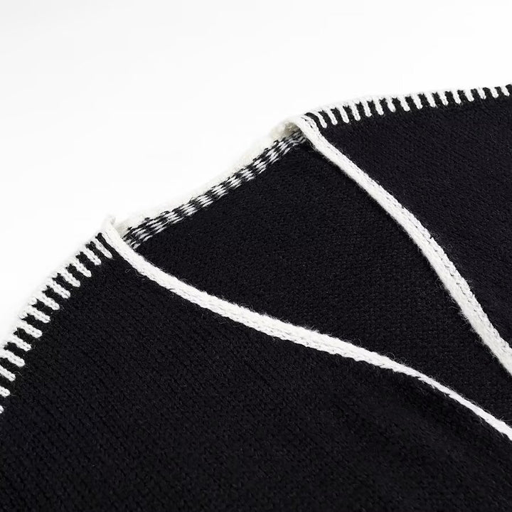 Damen Oversize-Strickjacke mit kontrastierender Häkelkante und überschnittener Schulter Drune
