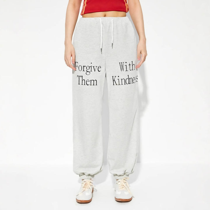 Damen lässige Jogginghose mit grafischem Print und elastischem Bund Drune