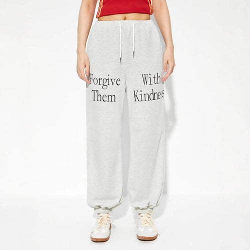 Damen lässige Jogginghose mit grafischem Print und elastischem Bund Drune