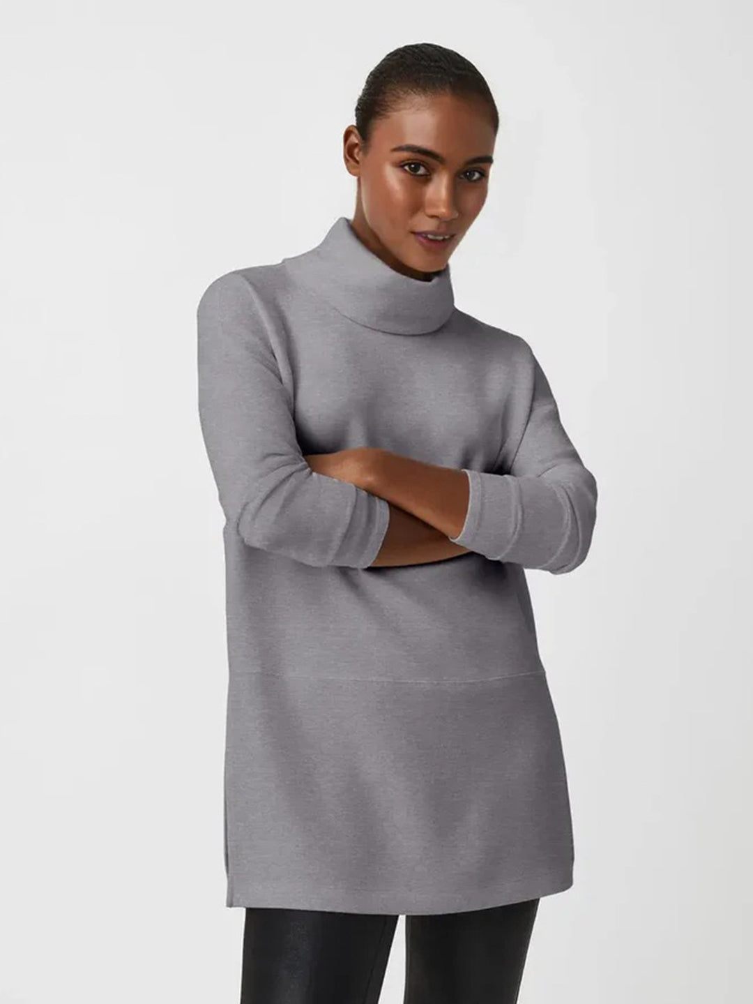 Damen Cozy Funnel Neck Tunika Pullover mit Übergrößen-Schnitt und seitlichen Schlitzen Drune