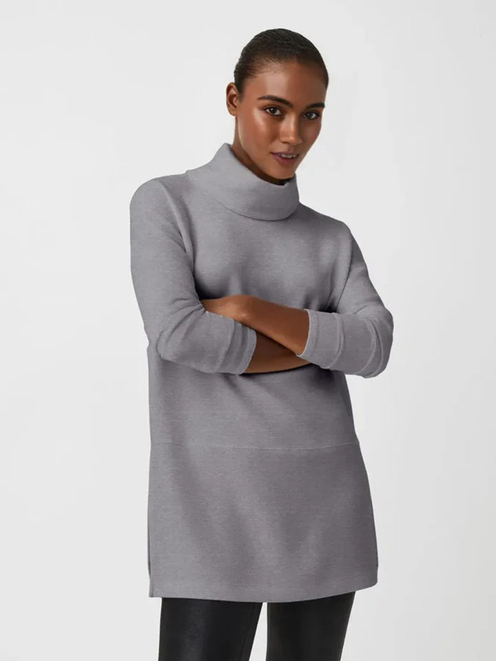 Damen Cozy Funnel Neck Tunika Pullover mit Übergrößen-Schnitt und seitlichen Schlitzen Drune