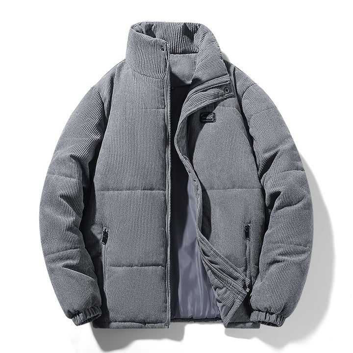 Herren gepolsterte Cordjacke mit hohem Stehkragen, wattierter Isolierung und Reißverschlusstaschen Drune