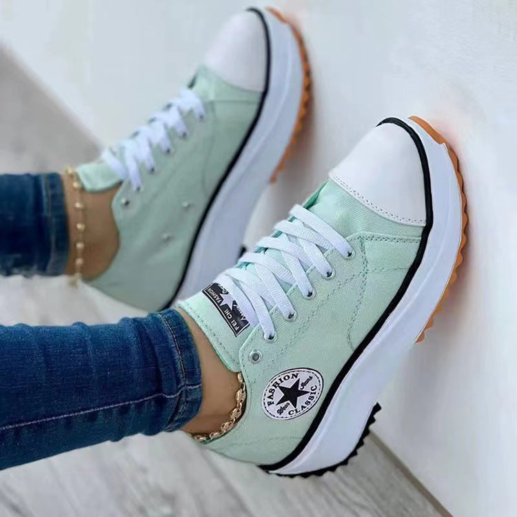 Damen Canvas-Plateau-Sneaker mit gezackter Profilsohle Drune
