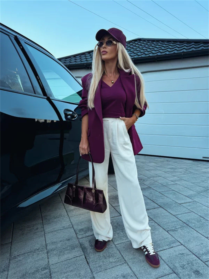 Damen Elegante und lässige Blazer-Kombination mit Kapuzenpullover Drune