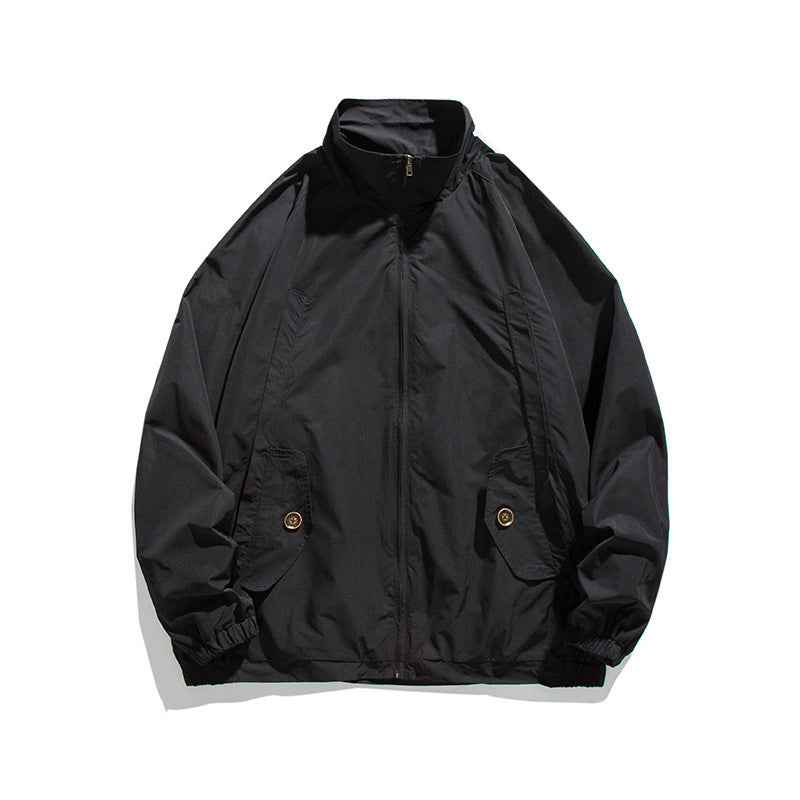 Herren Leichte Oversize-Fieldjacke aus technischem Nylon mit Stehkragen, verdecktem Reißverschluss und Pattentaschen Drune