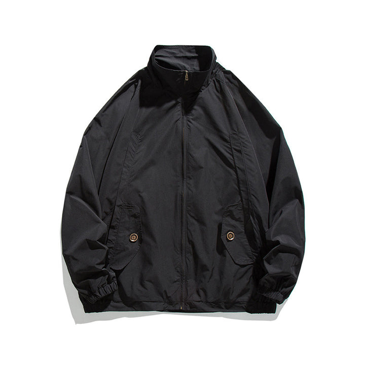 Herren Leichte Oversize-Fieldjacke aus technischem Nylon mit Stehkragen, verdecktem Reißverschluss und Pattentaschen Drune