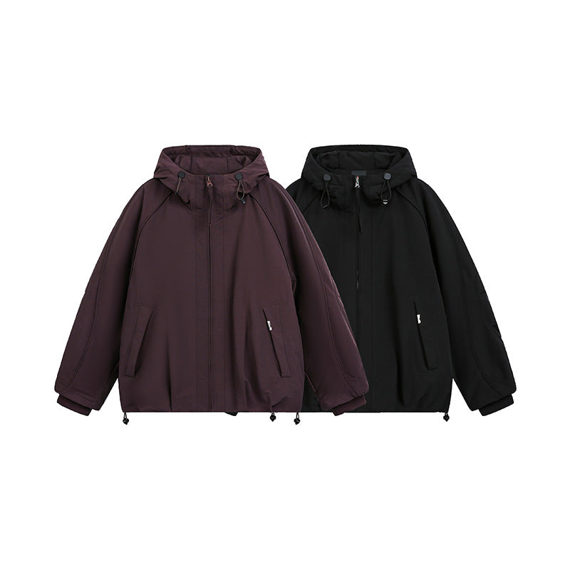 Damen Oversized wattierte Kapuzenjacke mit Raglanärmeln und Kordelzug Drune