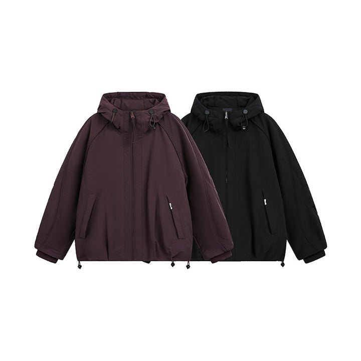 Damen Oversized wattierte Kapuzenjacke mit Raglanärmeln und Kordelzug Drune