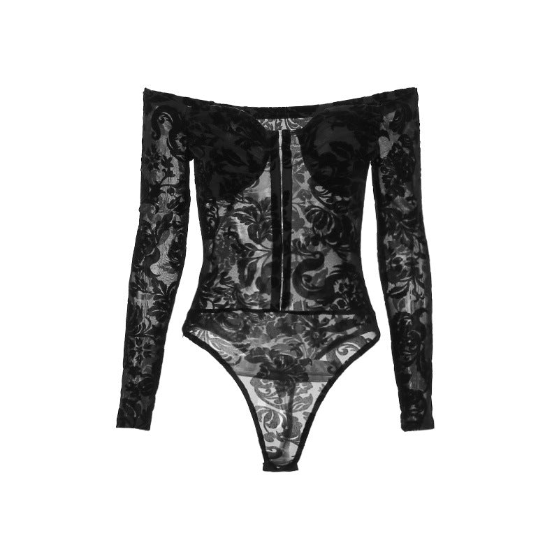 Damen Luxuriöses Spitzenbodysuit mit Off-Shoulder-Design Drune