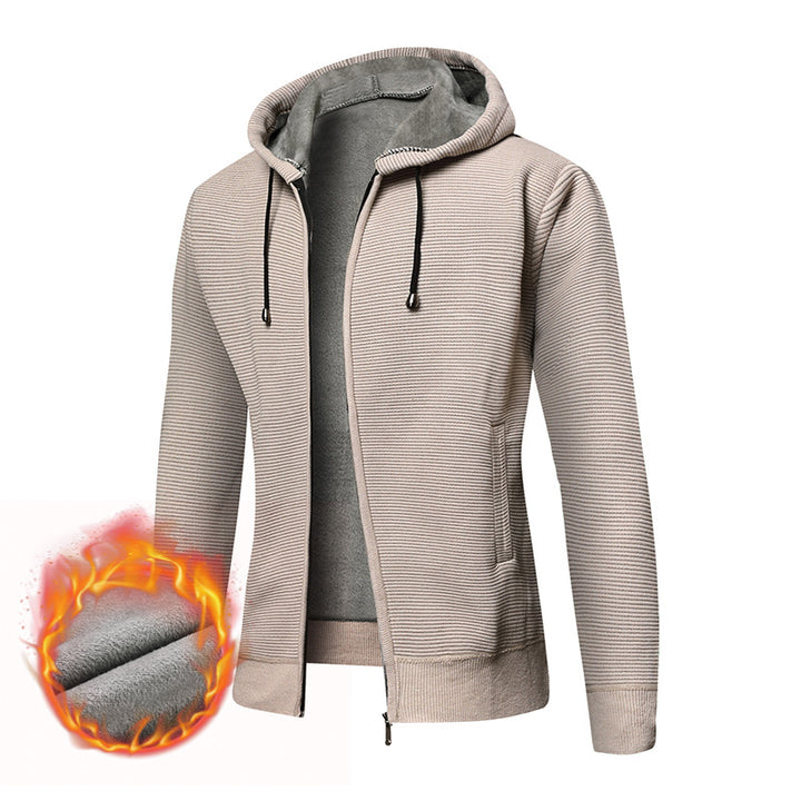 Herren fleecegefütterte Kapuzenjacke mit modischem Rippdesign Drune