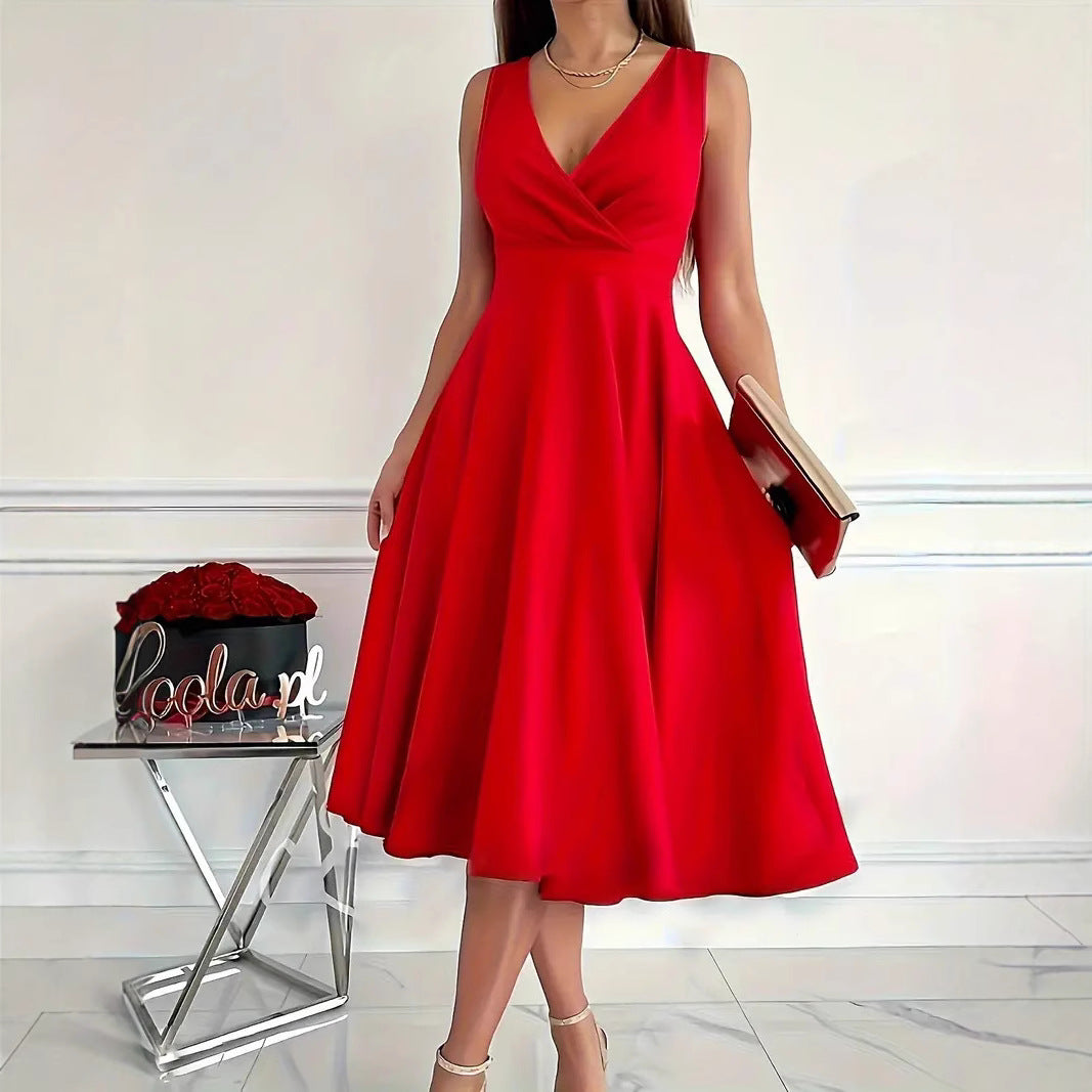Damen Elegantes Wickelkleid mit schwingendem Rock und tailliertem Oberteil Drune
