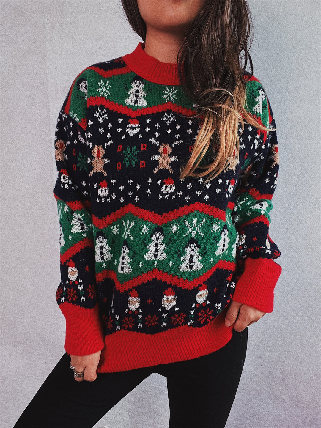 Damen Weihnachts-Pullover mit festlichem Design und verspielten Motiven Drune