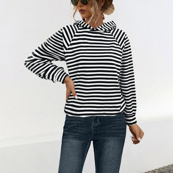 Damen Kapuzensweatshirt mit gestreiftem Design und modernem Schnitt Drune