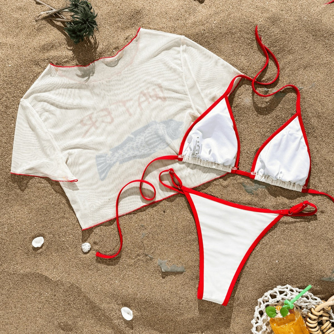 Damen Bikiniset mit bedrucktem Crop-Top Drune