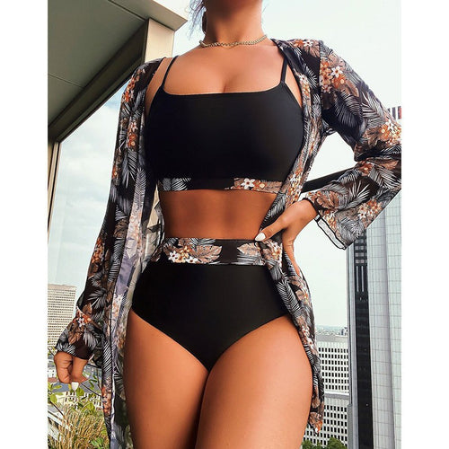Damen Bikini-Set mit floralem Kimono Drune