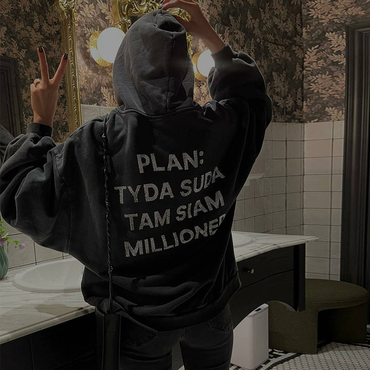 Damen Kapuzenpullover mit auffälligem Schriftzug und lässigem Schnitt Drune